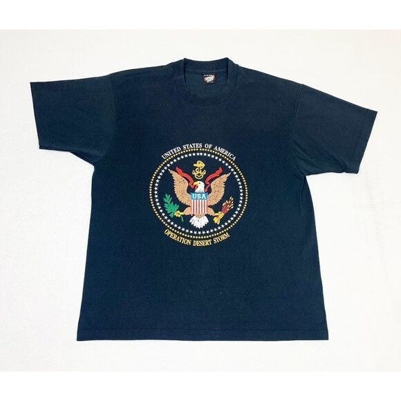 Vintage Desert Storm T-Shirt Black XL Military Army Screen Stars Single Stitch - Picture 2 of 7